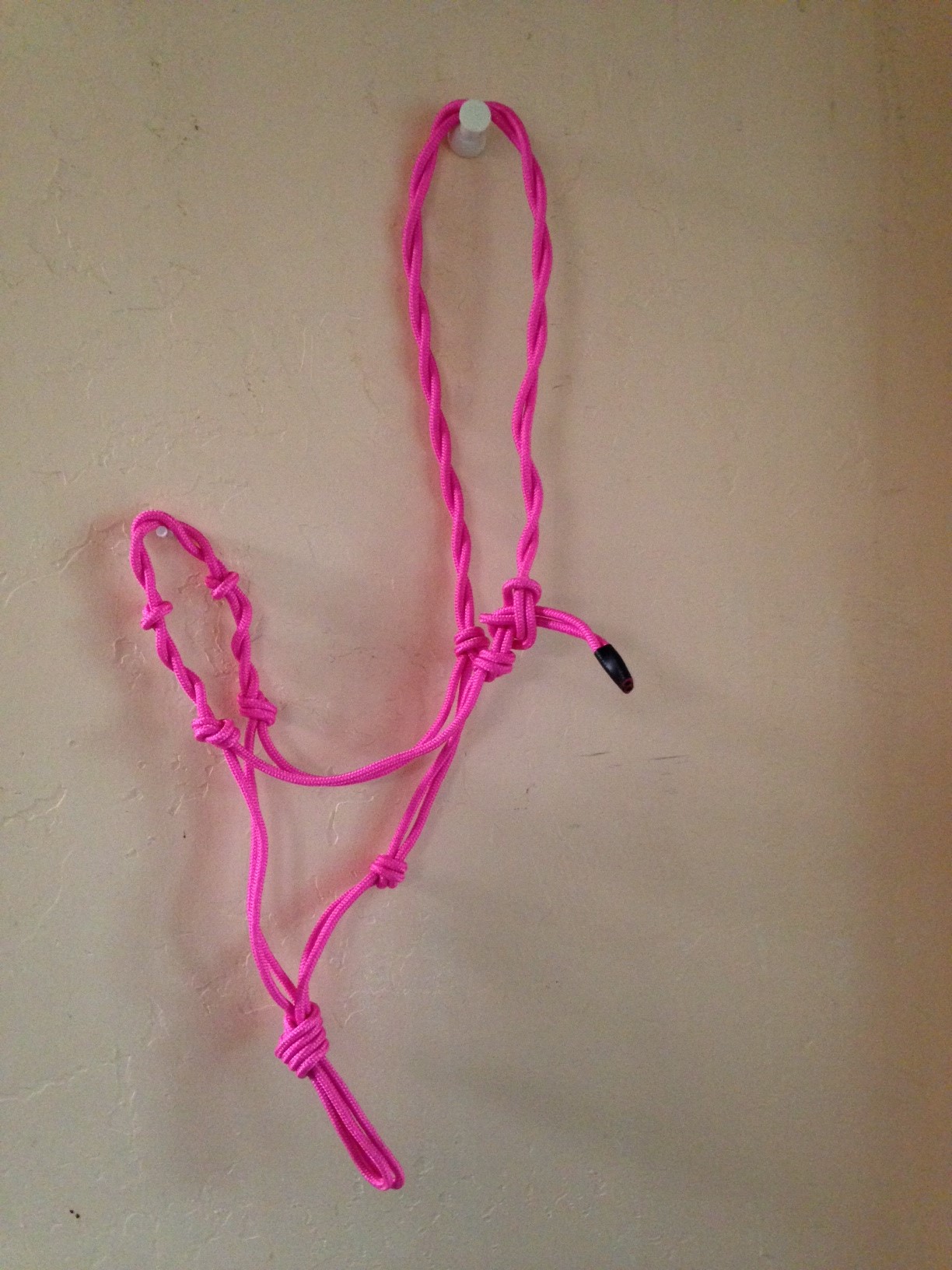 Pink Rope Halter 4 Knot Twisted Bitless Bridle